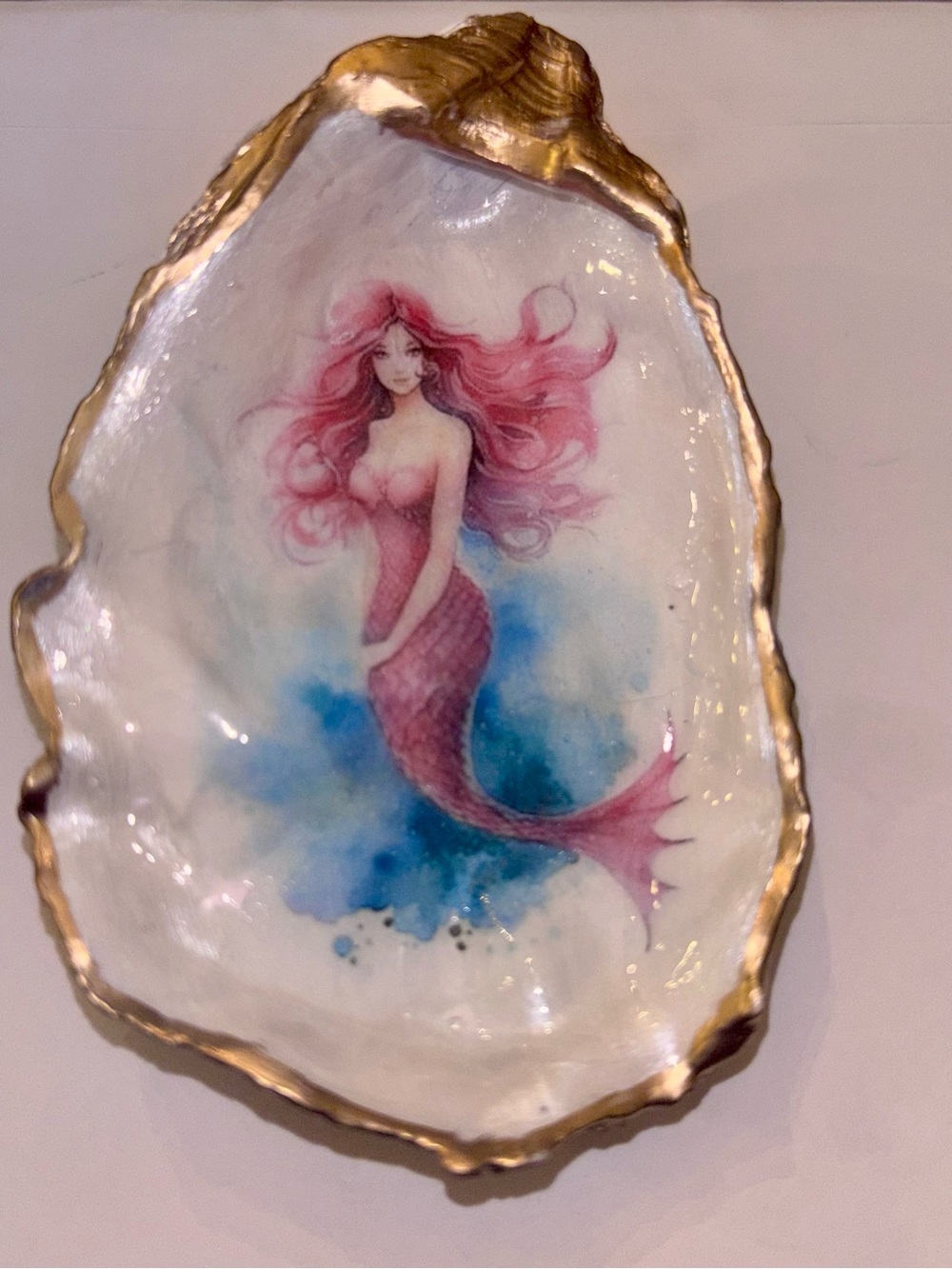 Mermaid Decorative Oyster Shell Dish - Pink & Blue